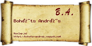 Boháts András névjegykártya